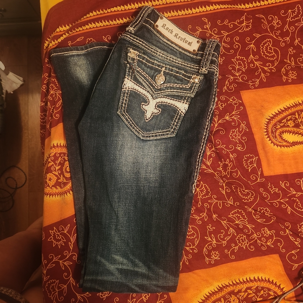 Womens Rock Revival Madison Jeans Straight Leg